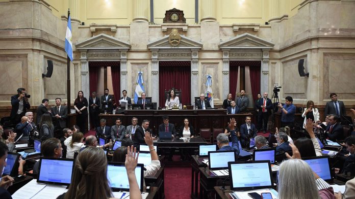 Antes de la sesión en el Senado, Bullrich habló sobre una posible judicialización de la reforma laboral