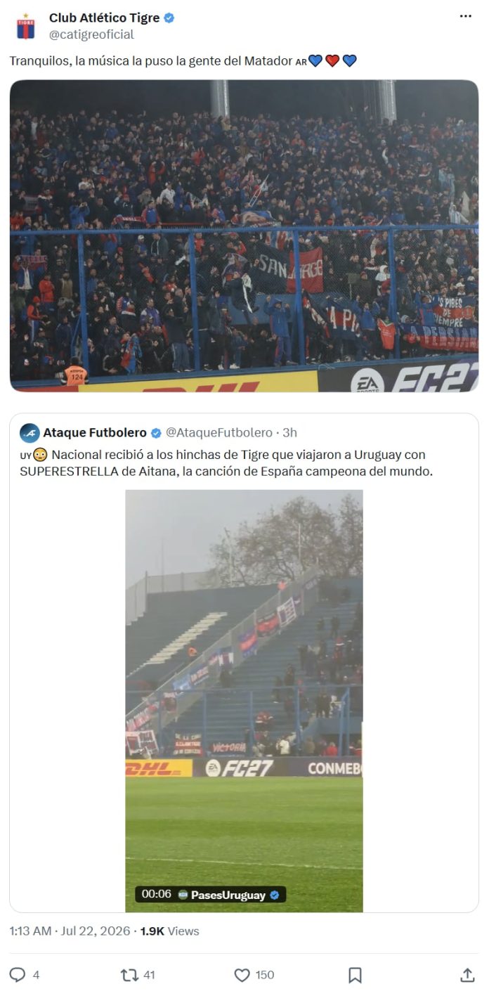 “Superestrella”: la burla de Nacional de Uruguay a Tigre por la final del Mundial perdida por Argentina ante España