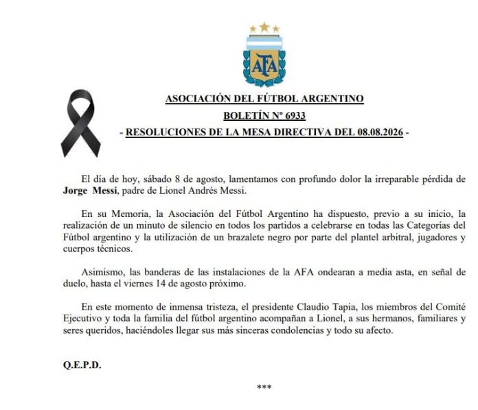 Los homenajes que se realizaron en honor a Jorge Messi en los partidos de la Liga Profesional